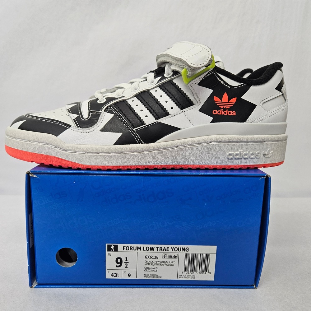 Adidas Mens Forum Low Trae Young Casual Shoe GX6128 White Black Solar Red Sz 9.5